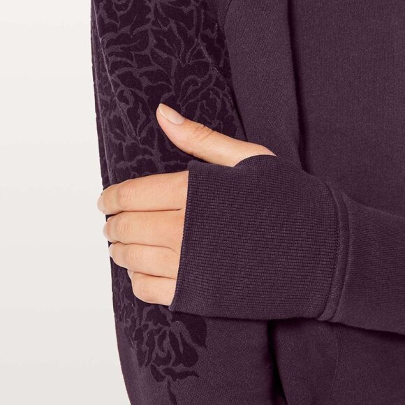 EUC Lululemon Scuba Hoodie IV *Floral Flock, Sz 4, BLACK CHERRY - Picture 2 of 14